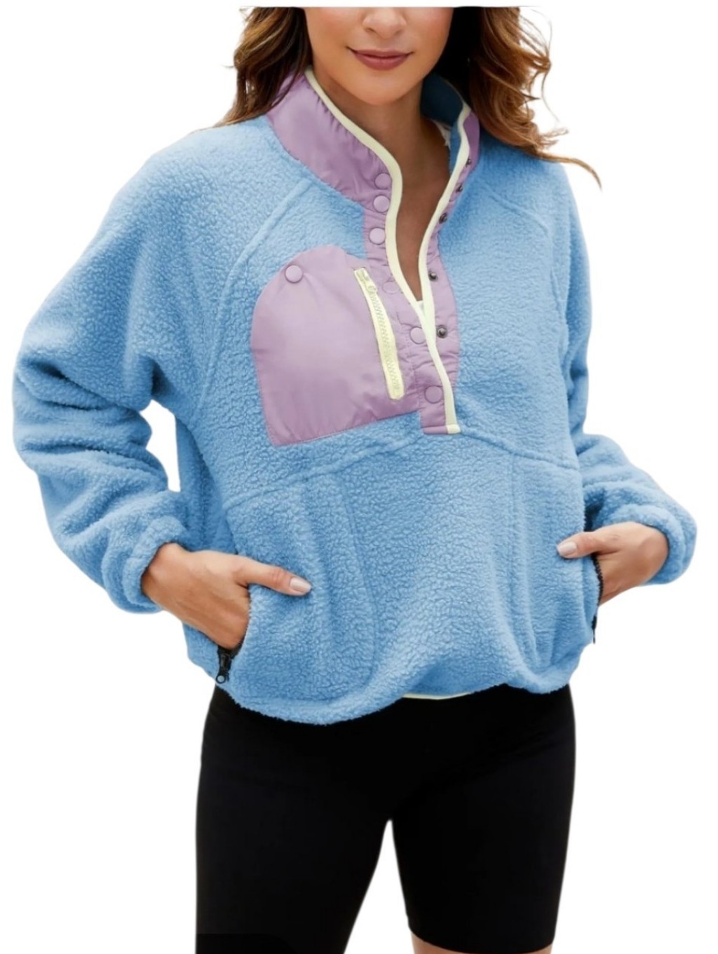 Women's Blue Fleece Pullover W/Pockets Sz Large